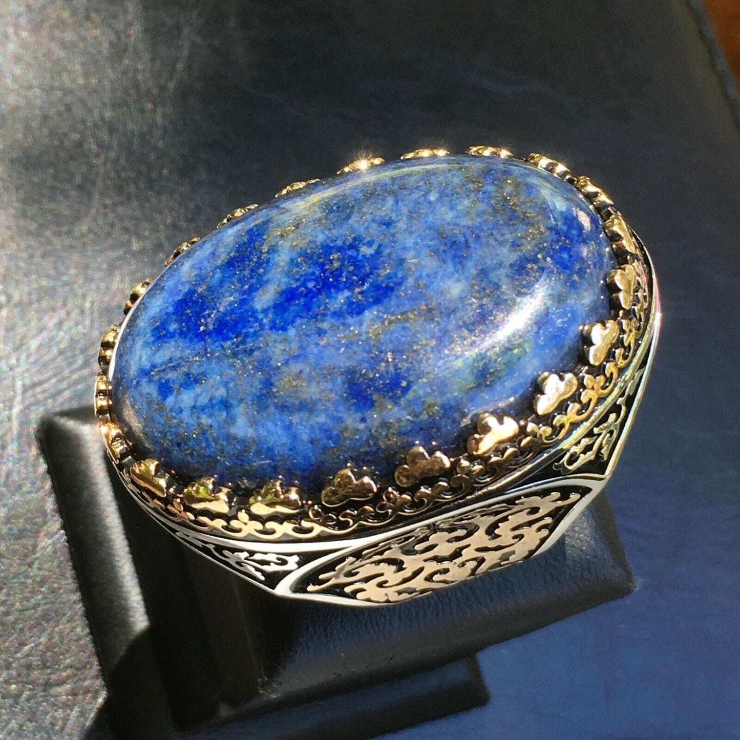 Bold Lapis Lazuli Statement Ring for Men – Unique Handcrafted Sterling Silver Jewelry