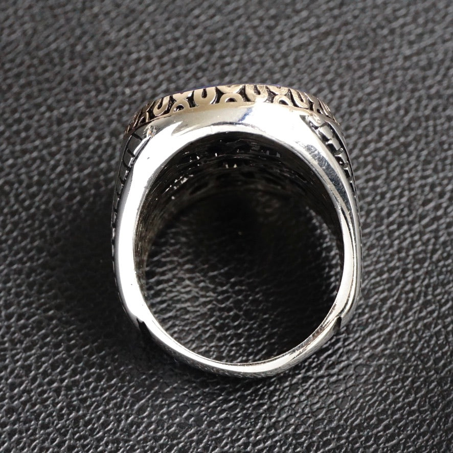 Lapis Lazuli Statement Ring for Men – Flat Natural Gemstone in Solid Sterling Silver