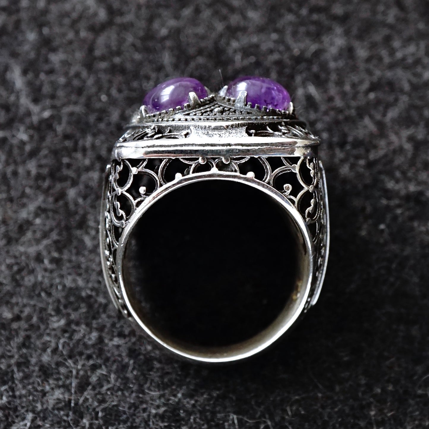 Silver Men's Bold Statement Ring natural Amethyst gemstone solid 925 Sterling Unique Artisan Handmade Jewelry