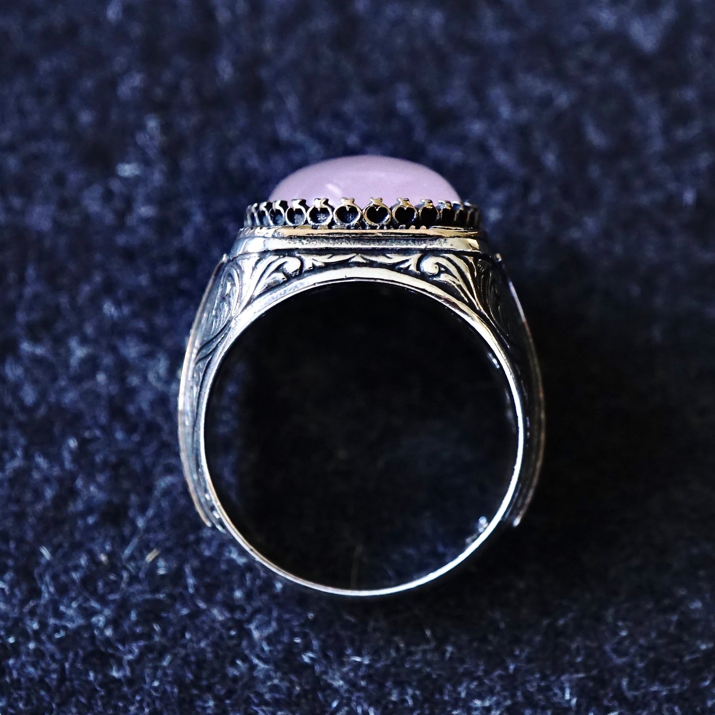 Men's 925 Sterling Silver Rose Quartz Signet Ring – Handcrafted Turkish Artisan Jewelry Size US11
