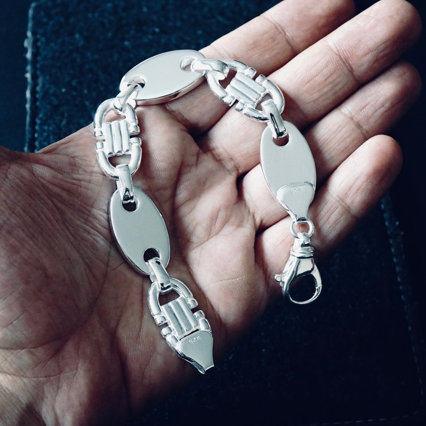 925 Sterling Silver Men’s Bracelet – Jumbo size Valter Chain, solid 17mm Wide, Heavy