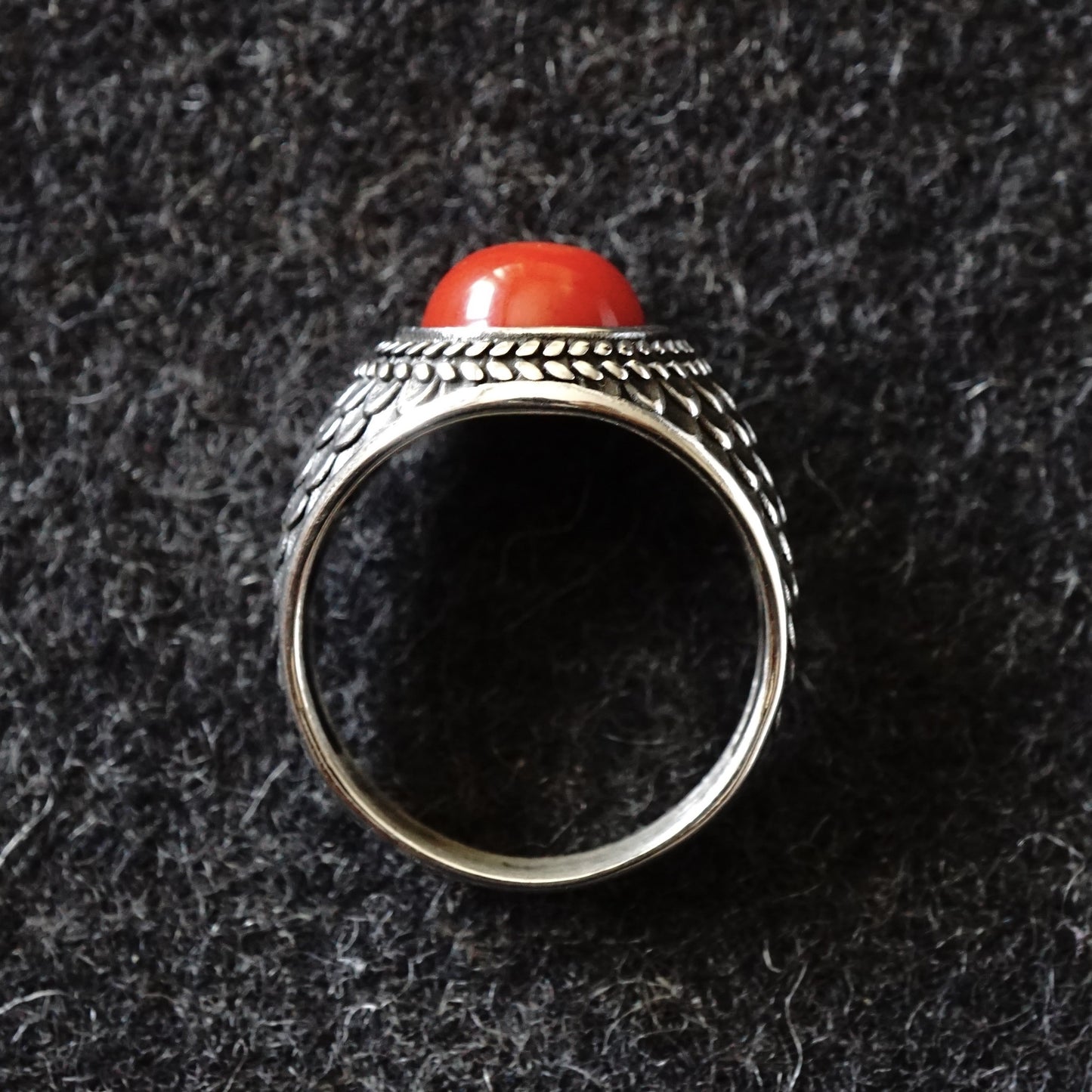 Genuine Red Coral Men's Ring – 925 Sterling Silver Handcrafted Artisan Jewelry