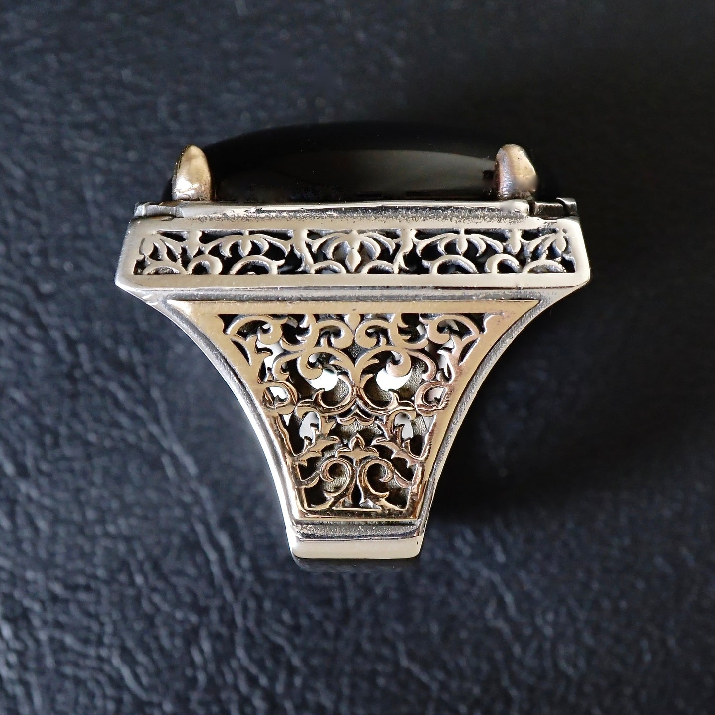 Black Onyx Mens Big Ring Heavy Solid Sterling Silver 925 Turkish Artisan Designer Jewelry