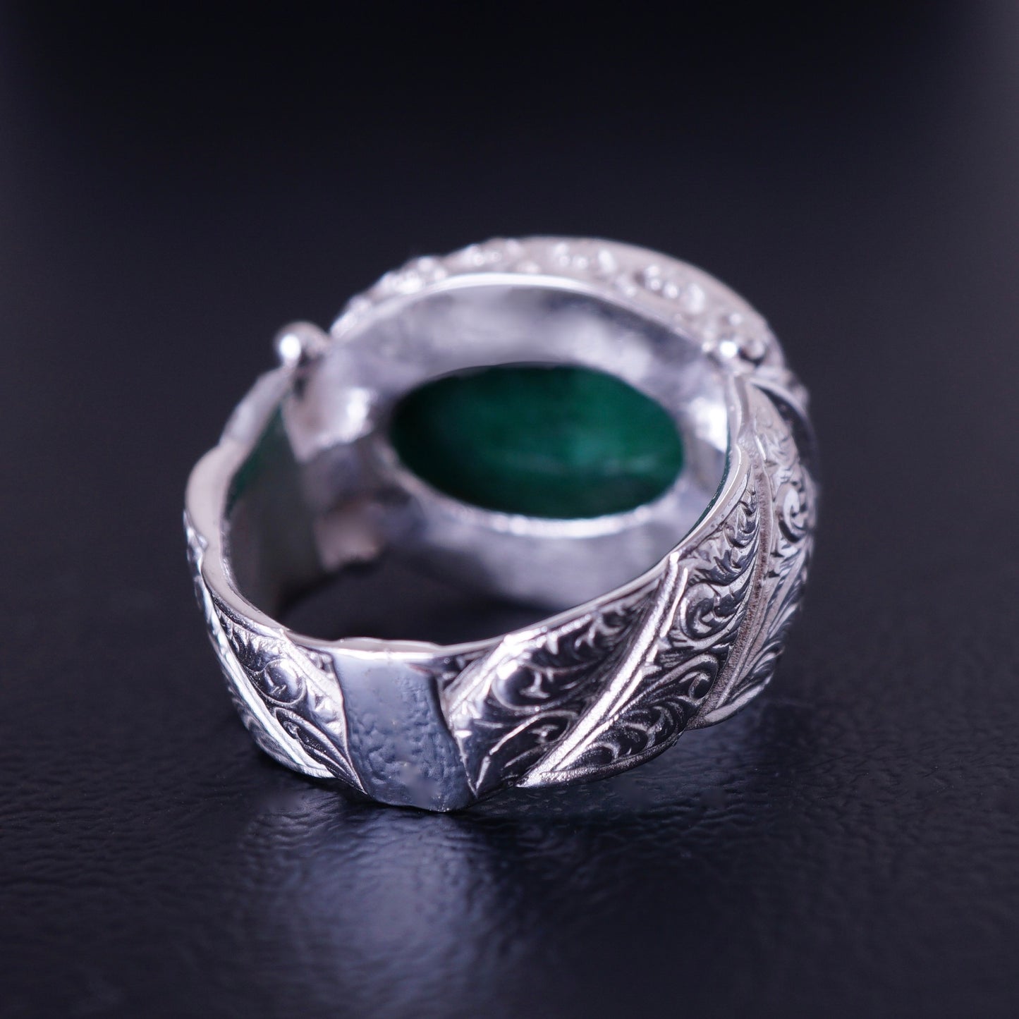 Silver Mens Ring Emerald gemstone Handmade solid 925 Sterling natural Beryl 10ct Unique Artisan Jewelry