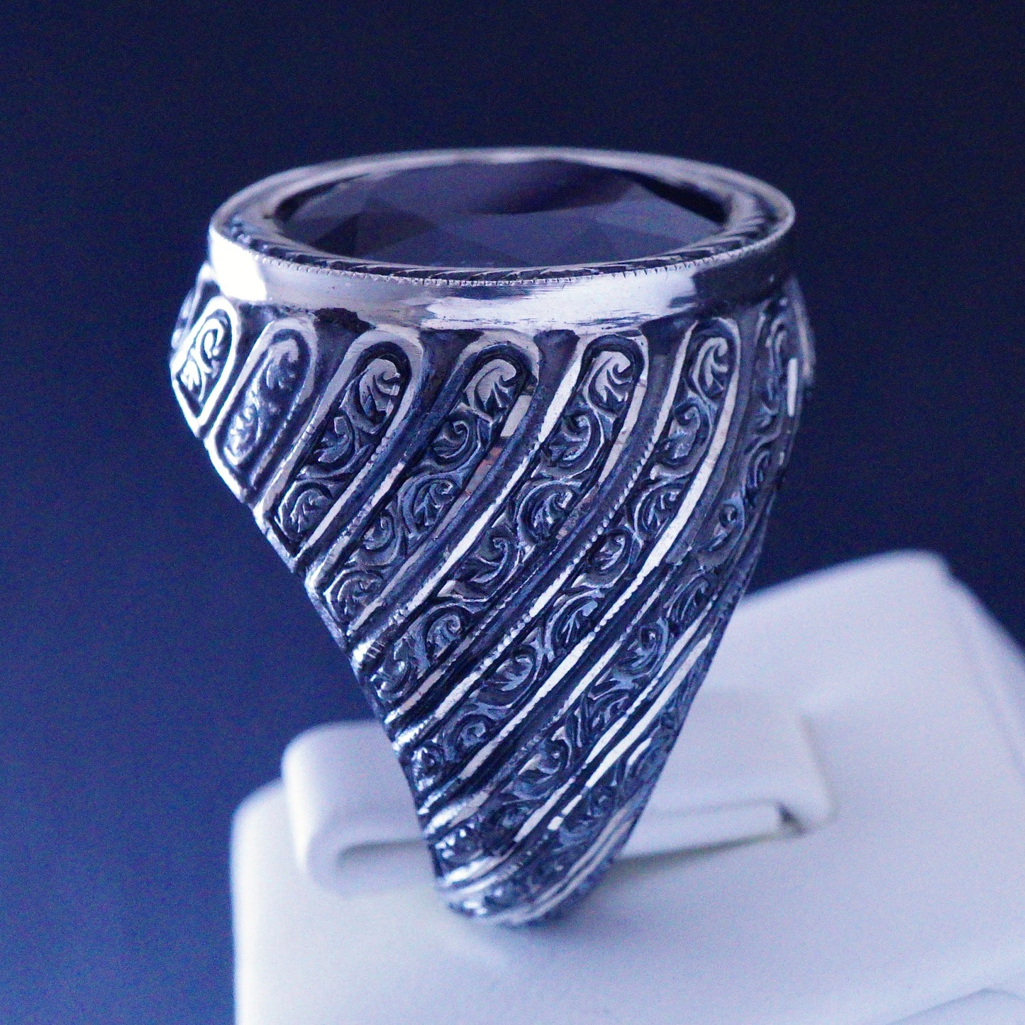 Silver Handmade Sapphire Ring natural gemstone solid 925 Sterling Unique Mens Jewelry