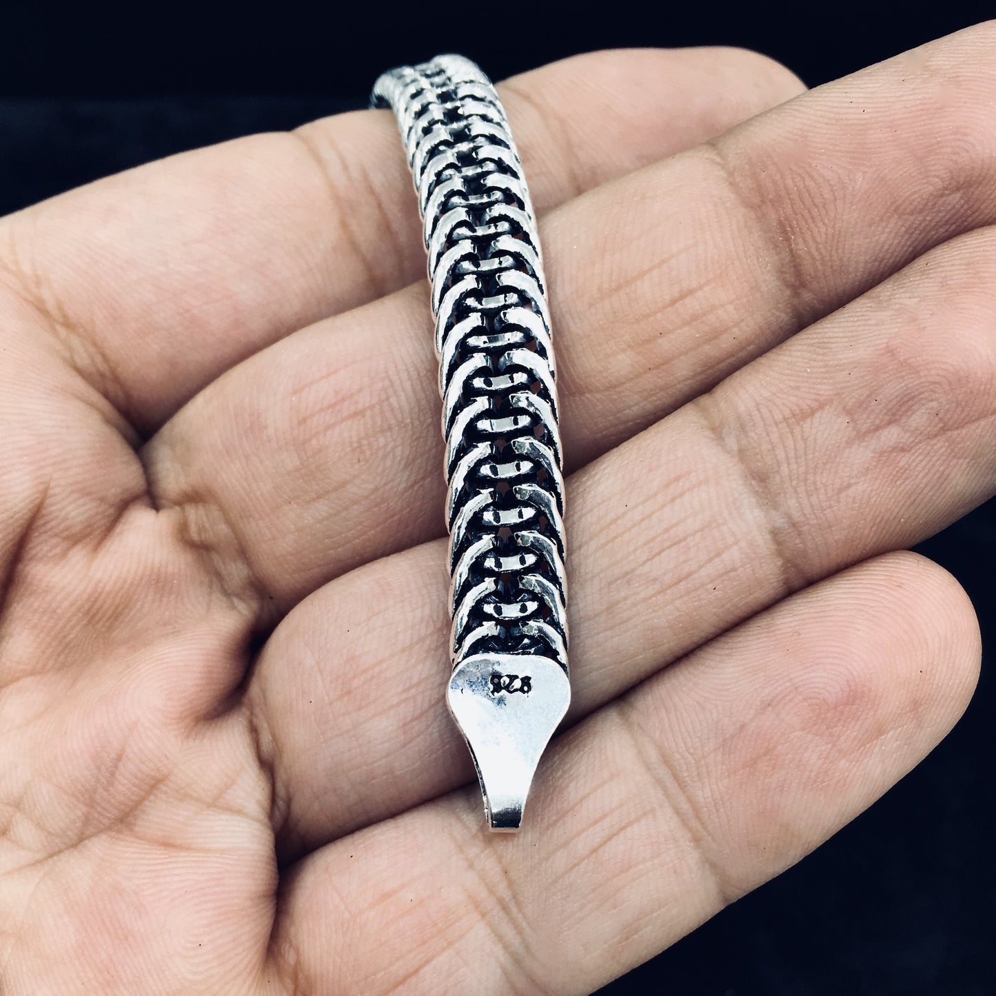 Silver Herringbone Chain Bracelet - 12mm Solid Sterling Silver 925 stamped, Classic Men's Jewelry Collection Turkish Masterwork