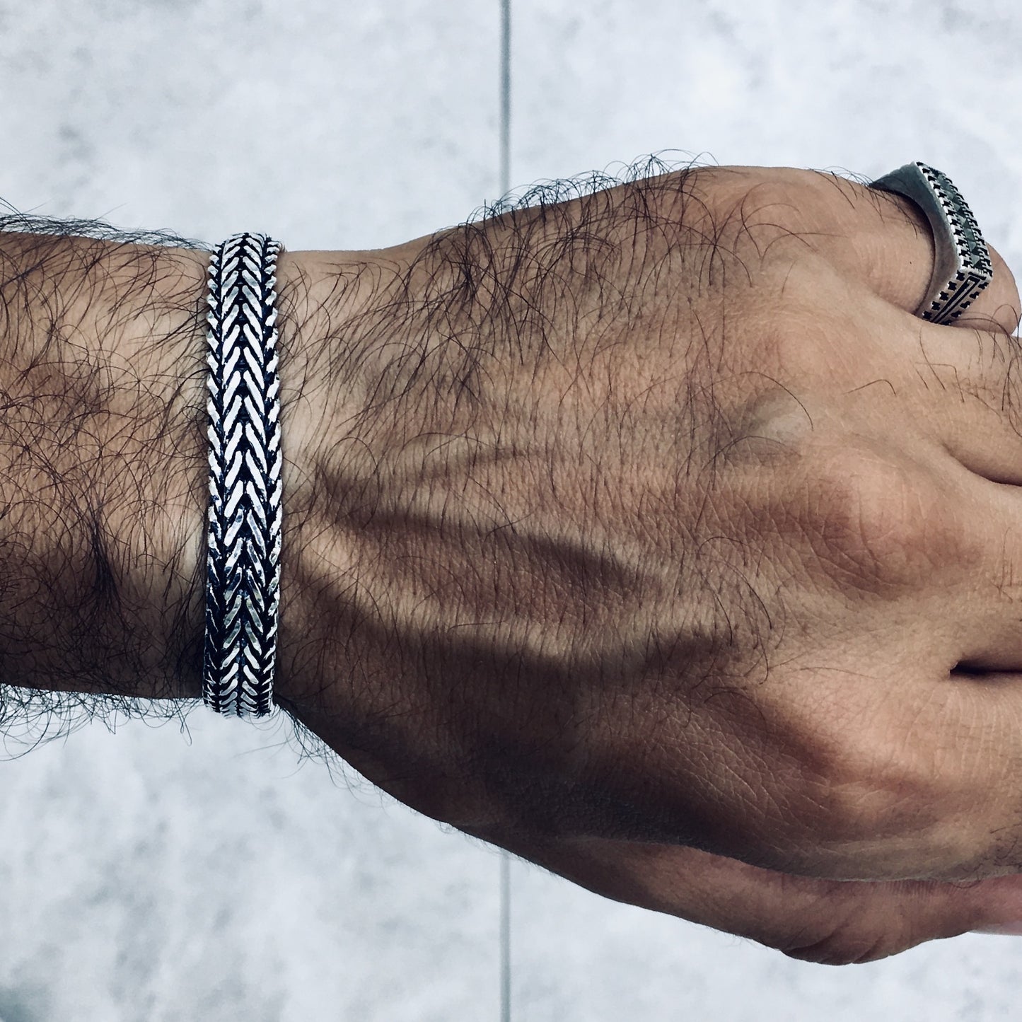 Silver Herringbone Chain Bracelet - 12mm Solid Sterling Silver 925 stamped, Classic Men's Jewelry Collection Turkish Masterwork