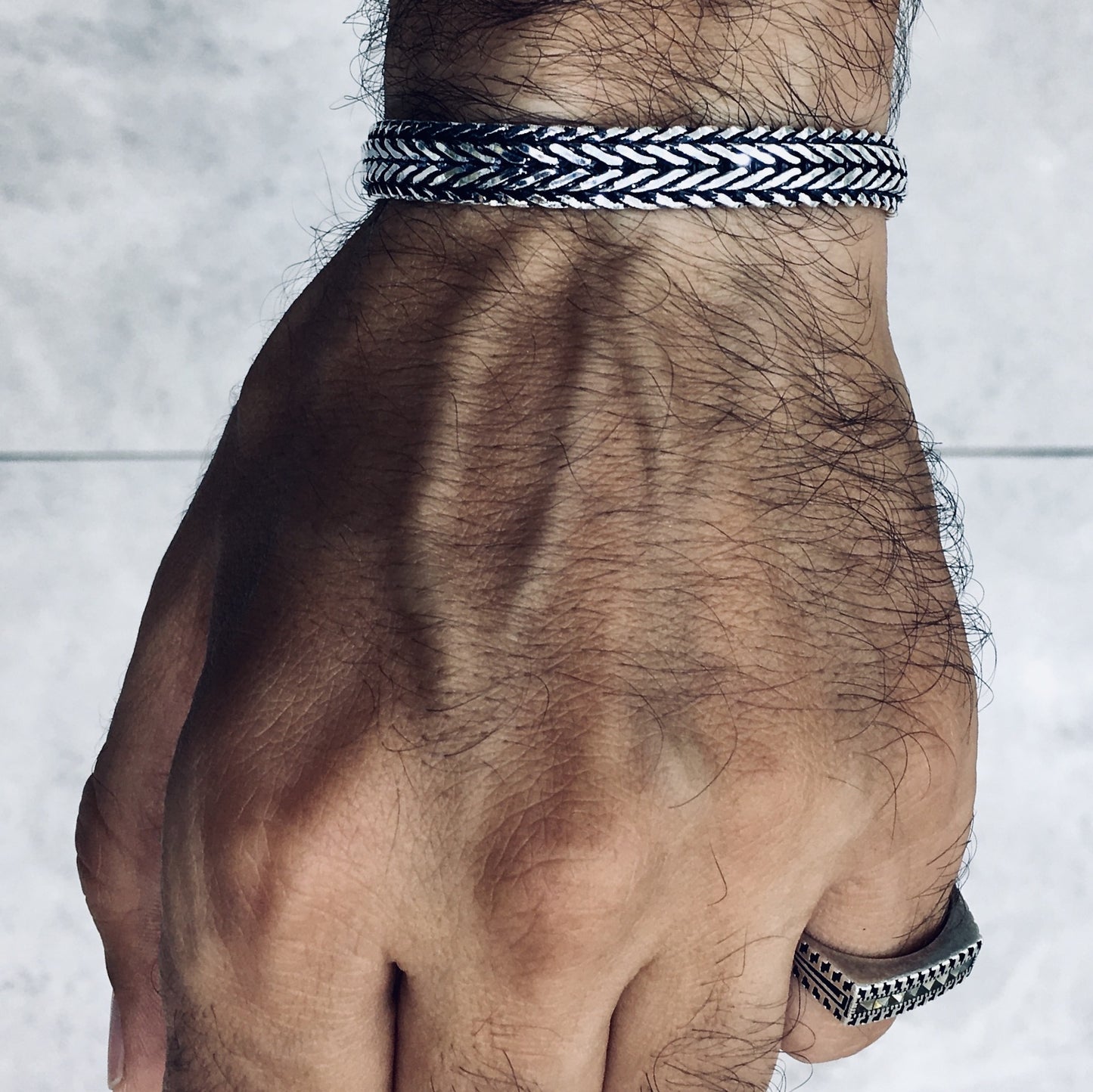 Silver Herringbone Chain Bracelet - 12mm Solid Sterling Silver 925 stamped, Classic Men's Jewelry Collection Turkish Masterwork