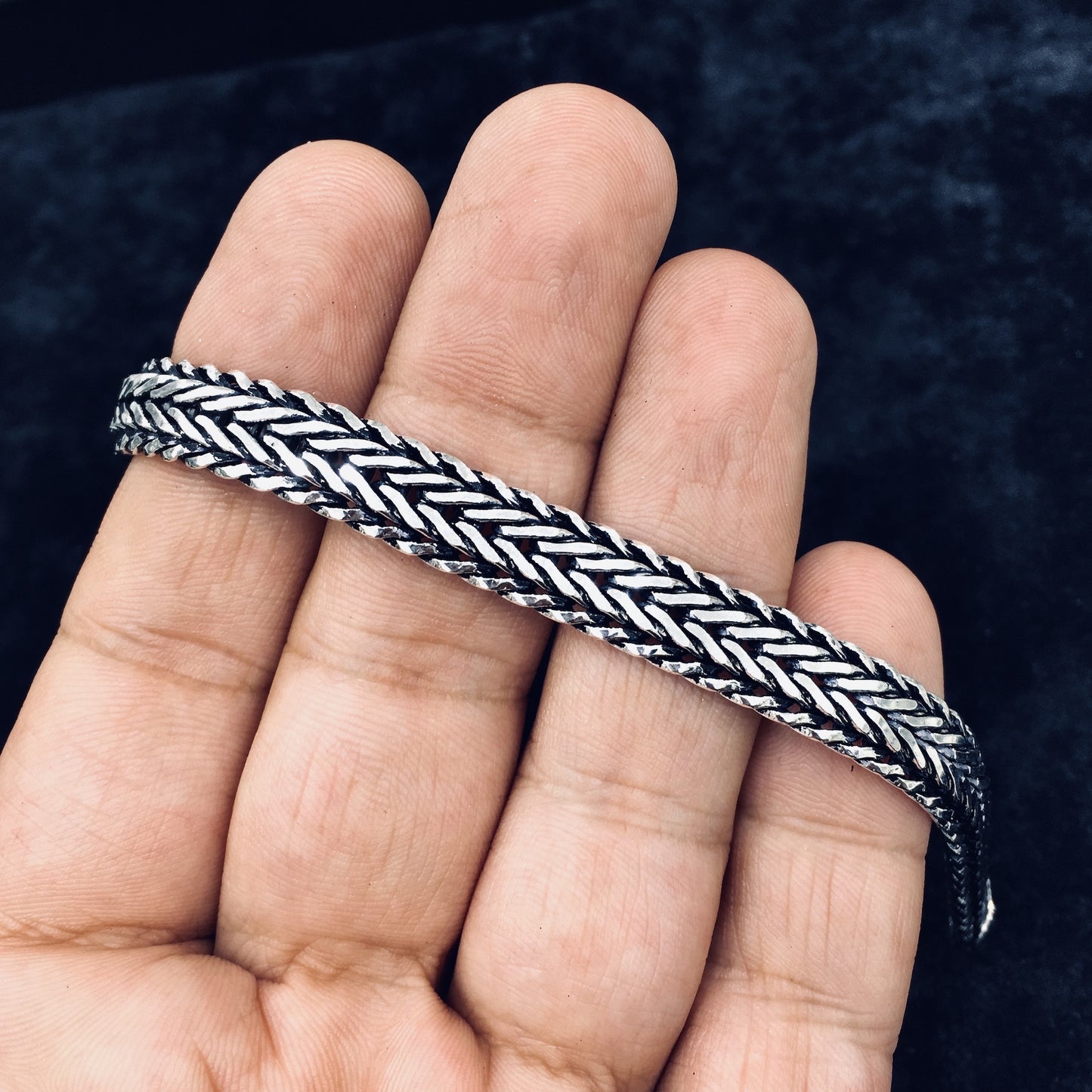 Silver Herringbone Chain Bracelet - 12mm Solid Sterling Silver 925 stamped, Classic Men's Jewelry Collection Turkish Masterwork