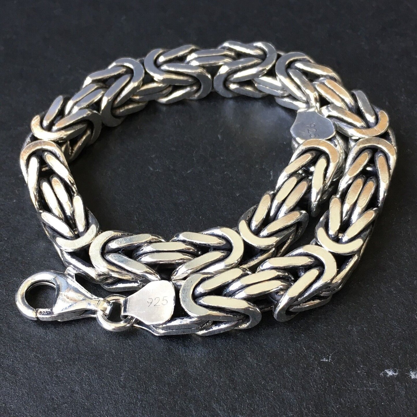 925 Sterling Silver King's Chain Bracelet Cubic 7mm Solid Men's Jewelry