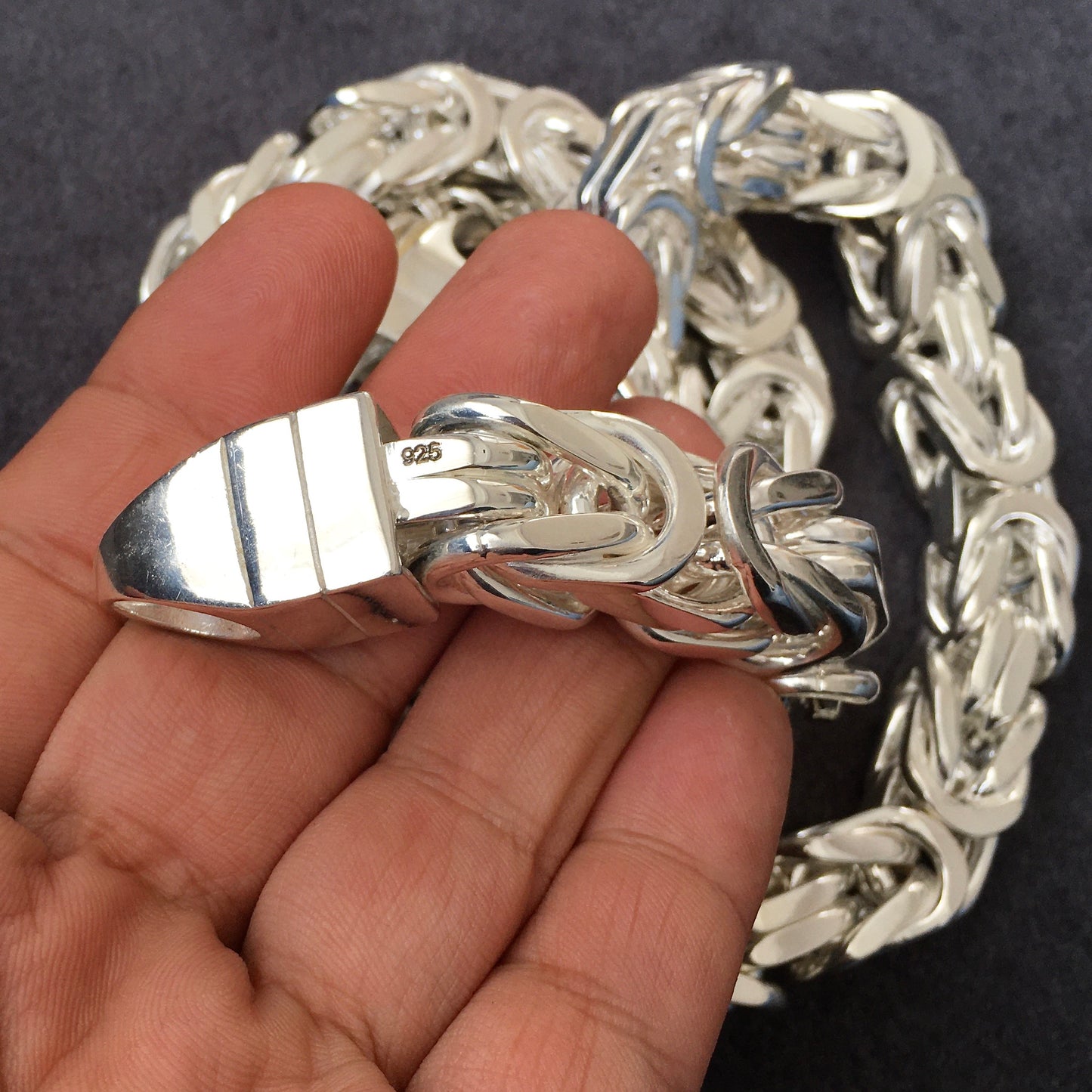 925 Sterling Silver King's Chain Necklace Cubic Thick Heavy Solid Men's Jewelry 750g
