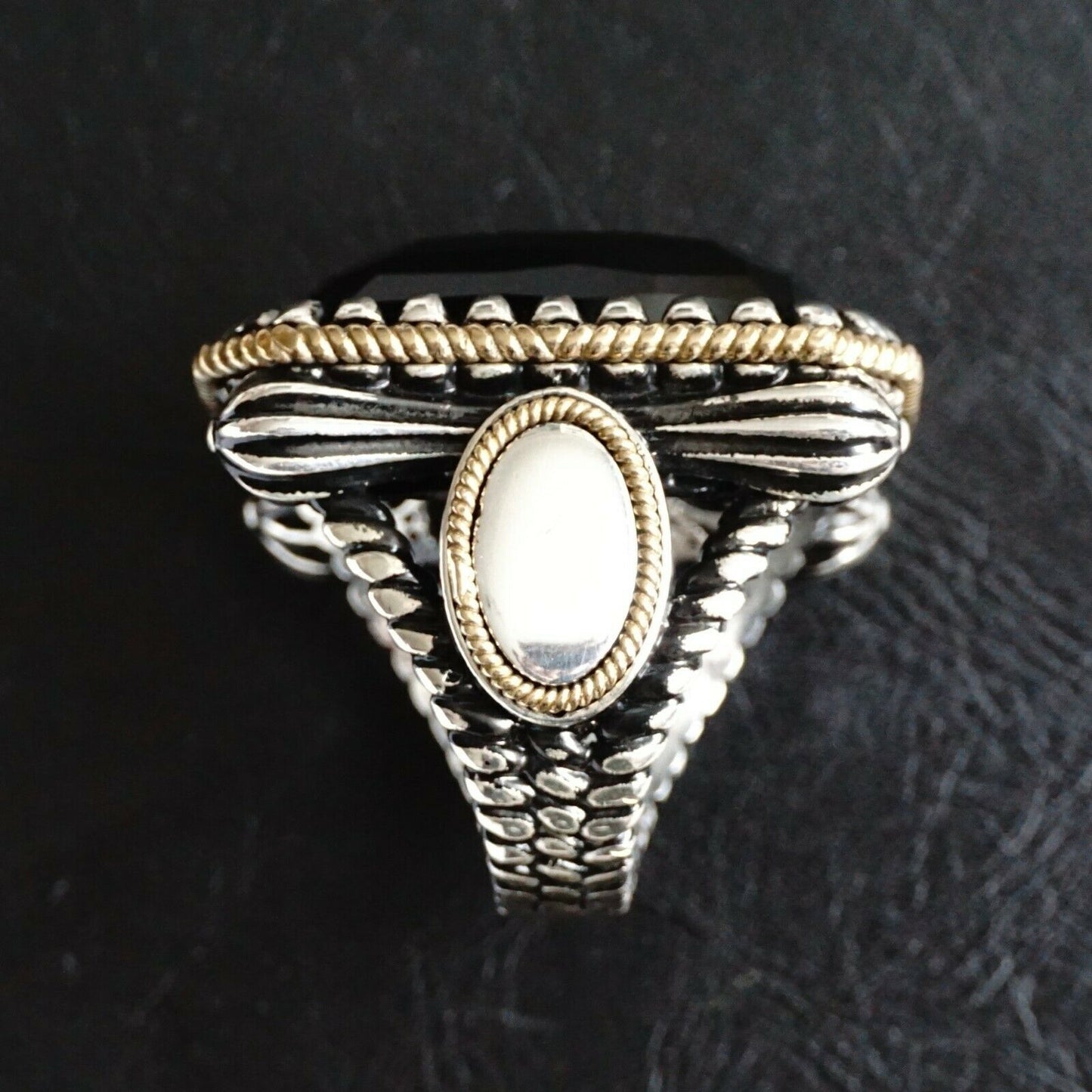 Schwarzer Onyx Herrenring 925 Sterling Silber Großer schwerer Handwerker Handgemachter Schmuck