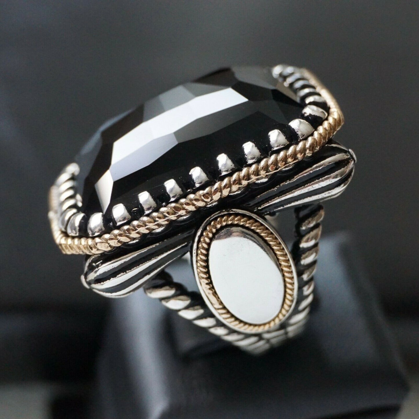 Schwarzer Onyx Herrenring 925 Sterling Silber Großer schwerer Handwerker Handgemachter Schmuck