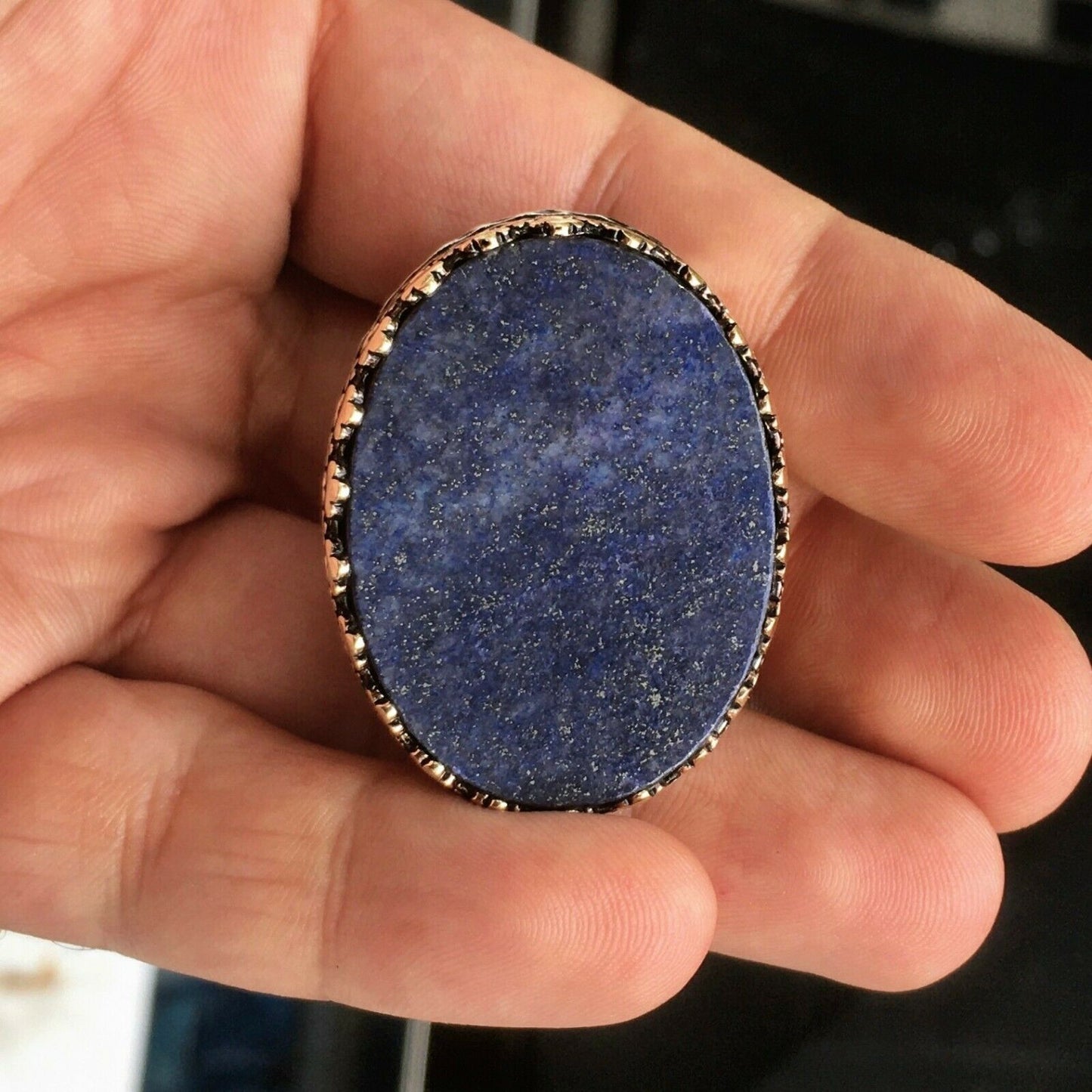 Lapislazuli Herrenring Sterling Silber Solider außergewöhnlicher Statement-Schmuck