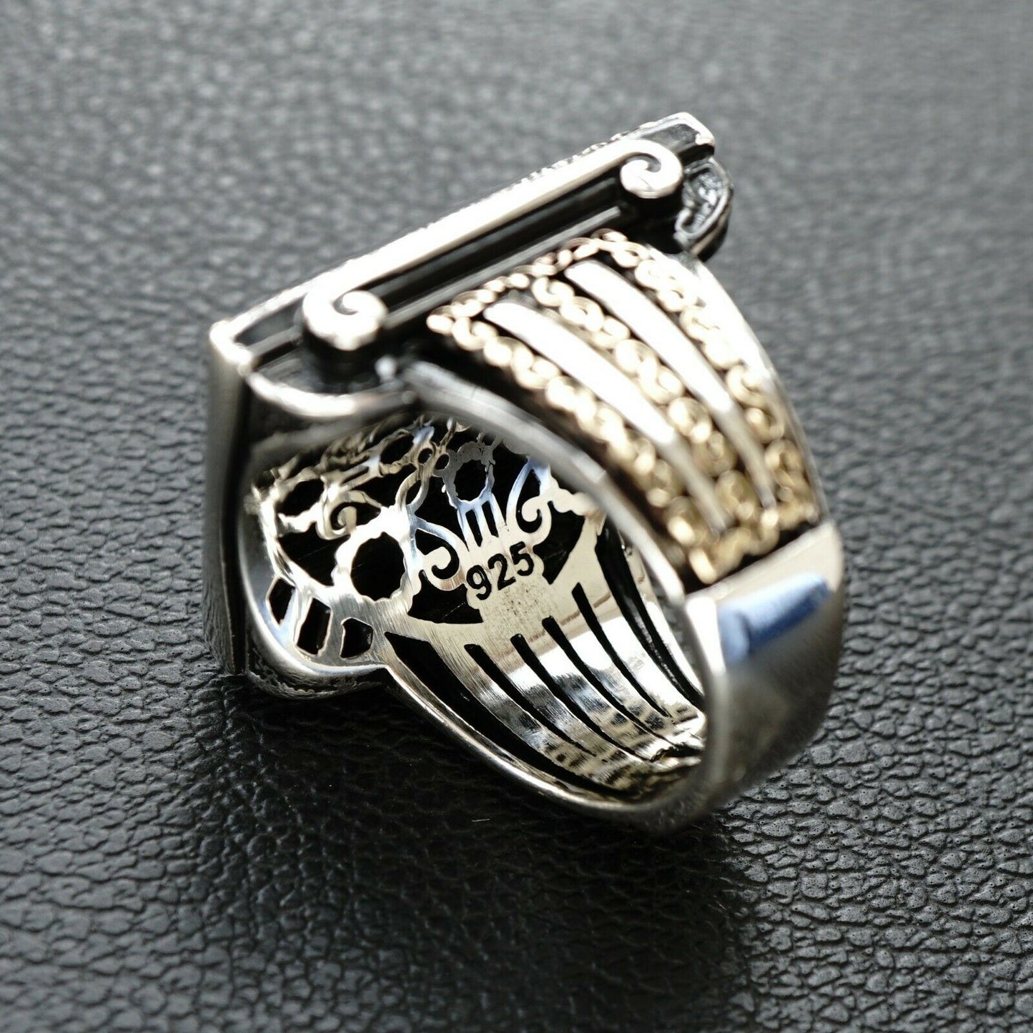 Sterling Silver Mens Ring Black Onyx 925 Solid Elegant Artisan Handmade Jewelry