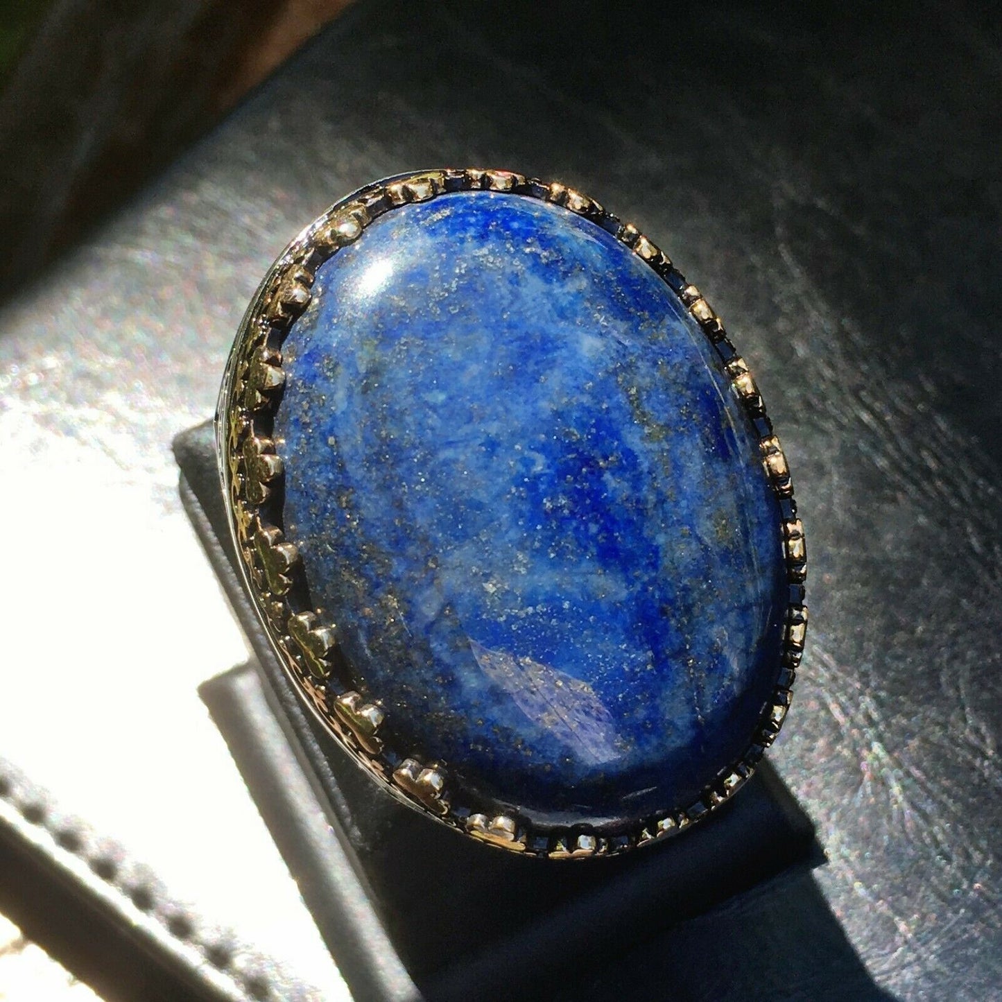 Bold Lapis Lazuli Statement Ring for Men – Unique Handcrafted Sterling Silver Jewelry