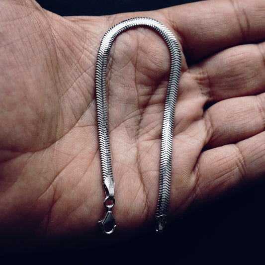 Silver Herringbone Chain Bracelet - 4mm Solid Sterling Silver 925 stamped, Classic Men's Jewelry Collection Turkish Masterwork