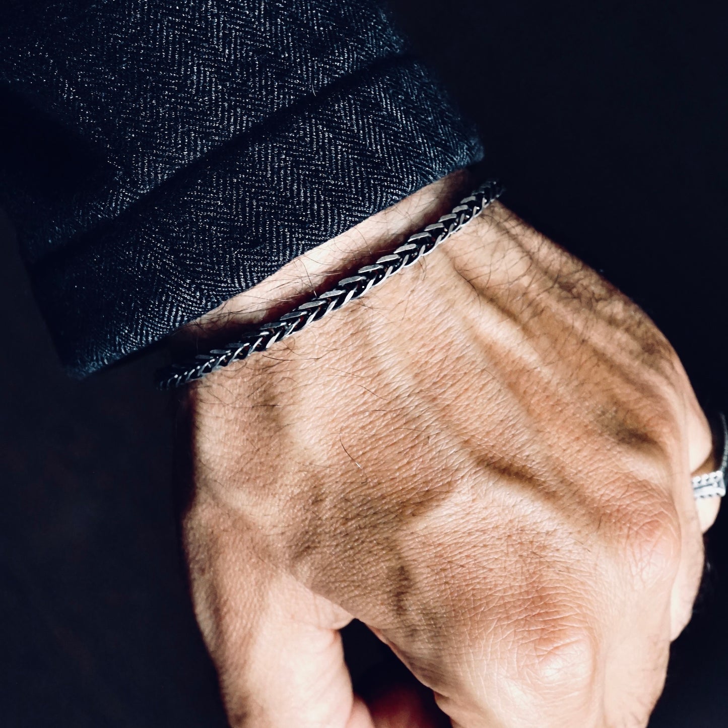Pulsera de cadena de eslabones de plata - Plata de ley maciza 925 de 3 mm con sello, colección clásica de joyas para hombre, obra maestra turca