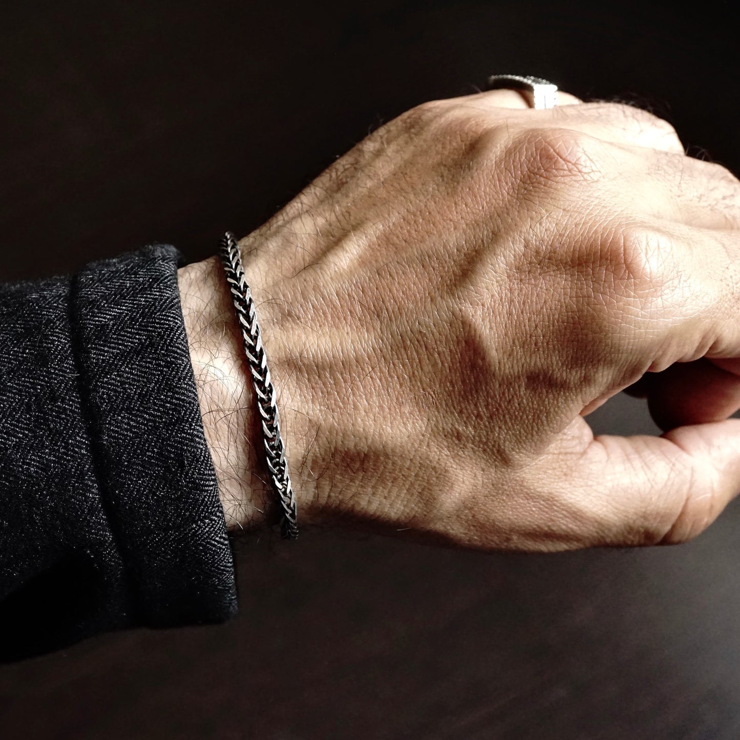 Pulsera de cadena de eslabones de plata - Plata de ley maciza 925 de 3 mm con sello, colección clásica de joyas para hombre, obra maestra turca