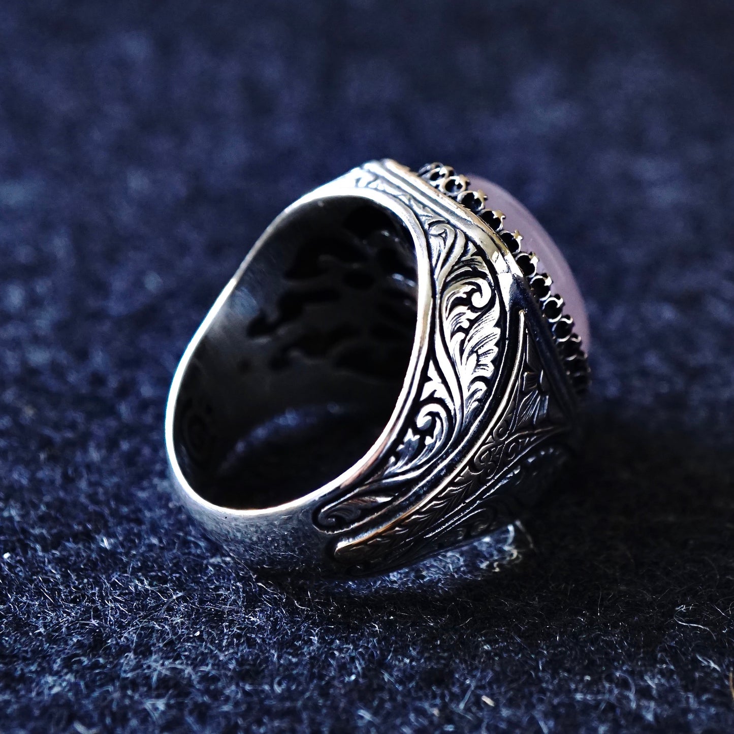 Men's 925 Sterling Silver Rose Quartz Signet Ring – Handcrafted Turkish Artisan Jewelry Size US11