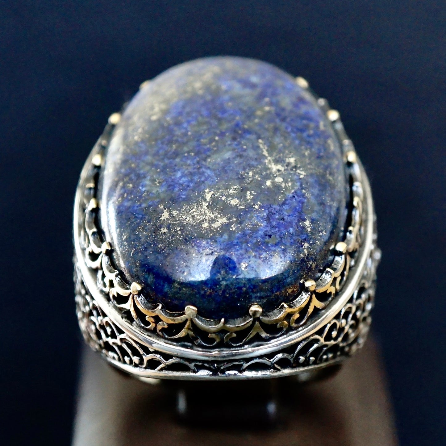 Lapis Lazuli Erkek Yüzük Katı 925 Ayar Gümüş