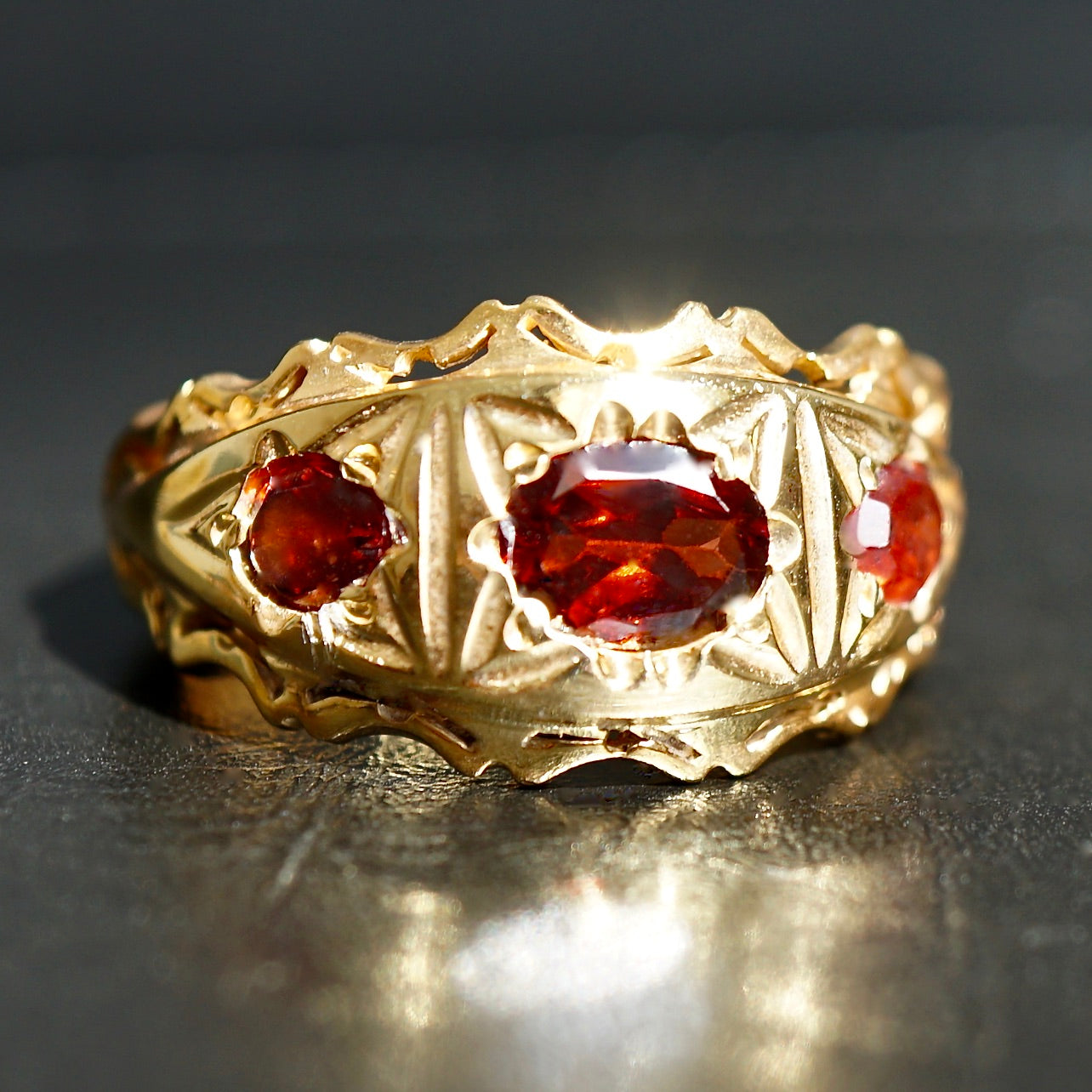 Red Yemeni Aqeeq Gold Plated Plain Band Women Ring | Boutique Ottoman  Exclusive