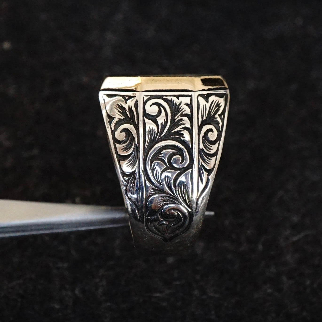 Sterling Silver Ring Crescent Star Turkish Men's Jewelry Engraved