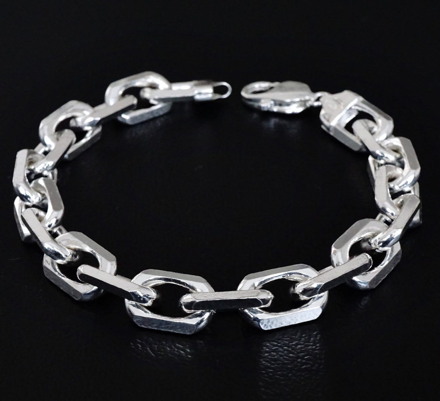 Silver Men's Bracelet 925 Sterling Silver Link Chain Thick Solid 10 mm