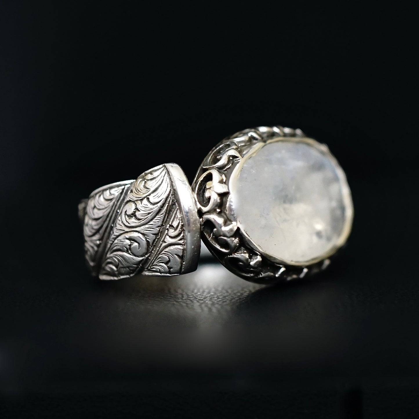 Moonstone Ring Sterling Silver Handmade Unique Men's Jewelry natural selected gemstone size 10