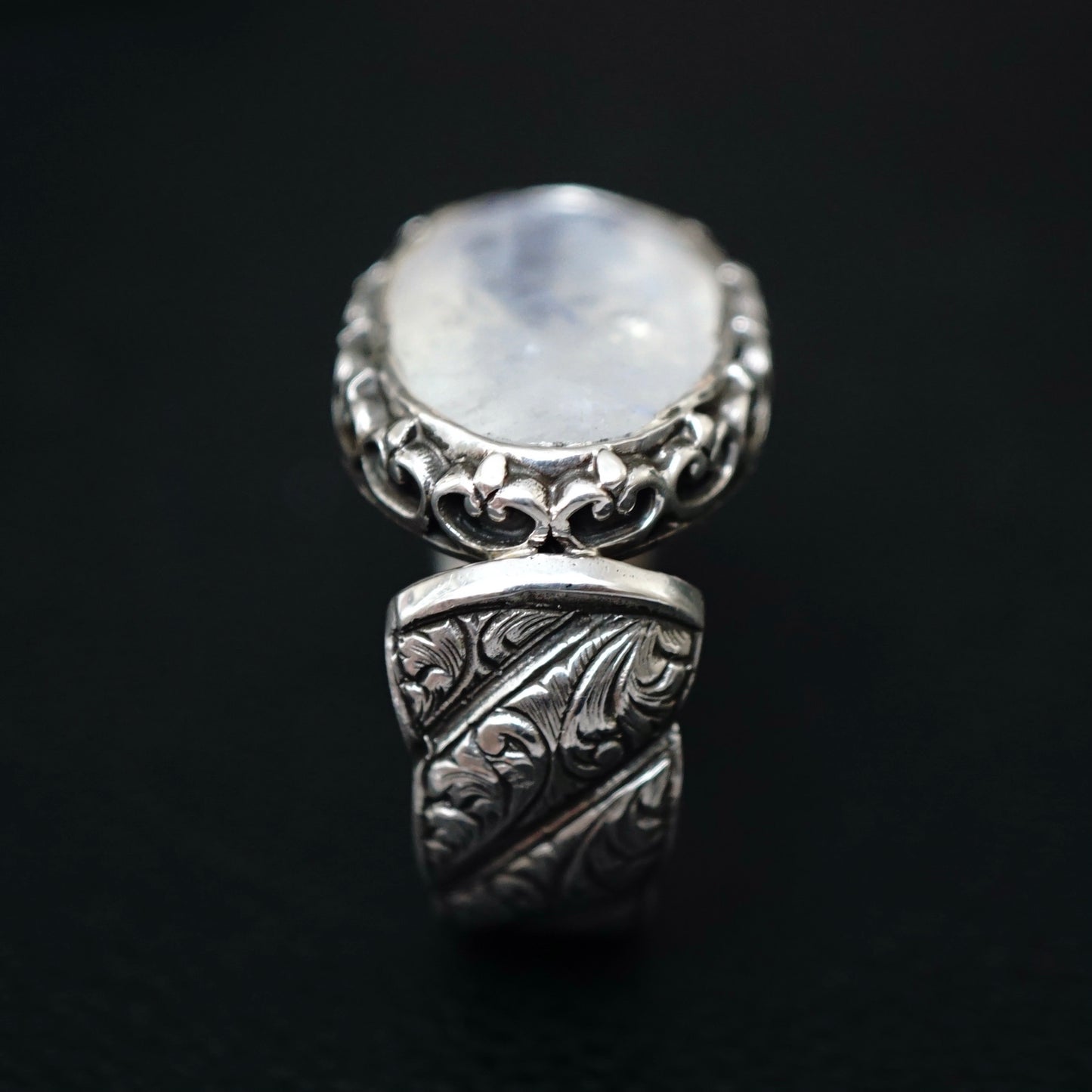 Moonstone Ring Sterling Silver Handmade Unique Men's Jewelry natural selected gemstone size 10