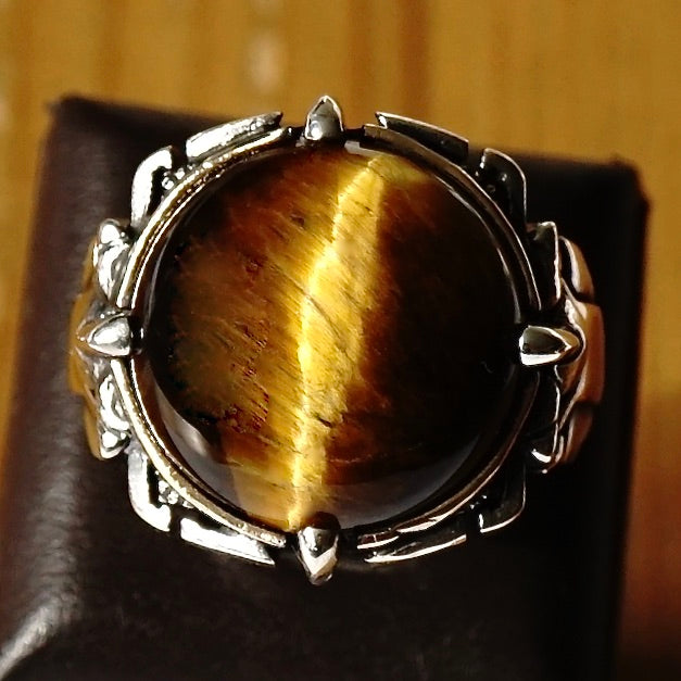 Tiger's Eye Men's Signet Ring 925 Sterling Silver Artisan Handcrafted Jewelry