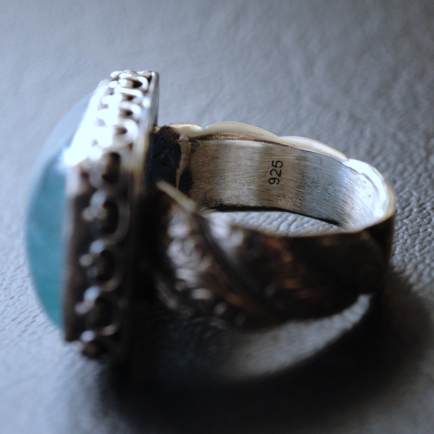 Silver Mens Ring blue Aquamarine natural gemstone Handmade Unique Artisan Jewelry