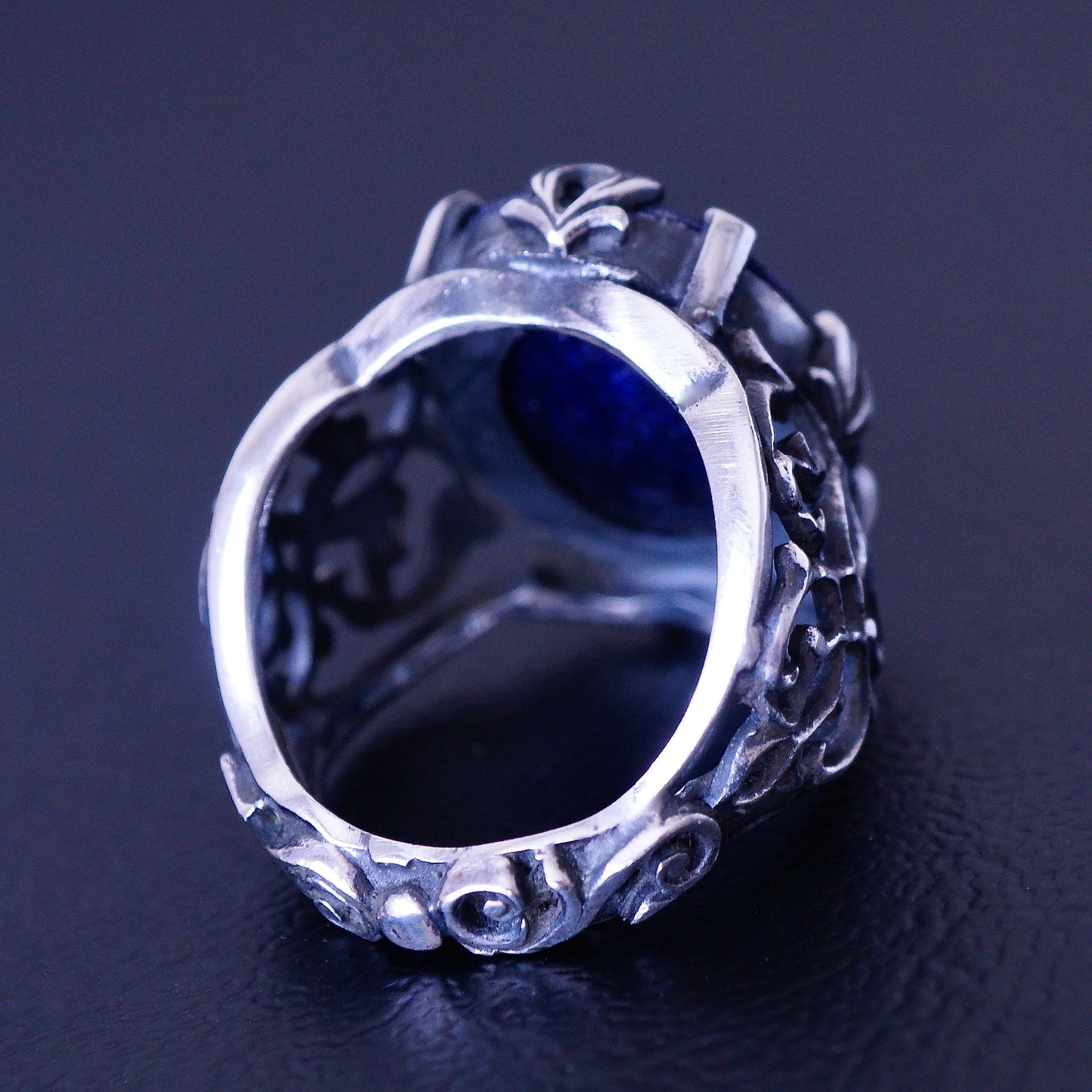 Silver Handmade Mens Ring Sapphire natural Gemstone 925 Sterling Unique Artisan Jewelry