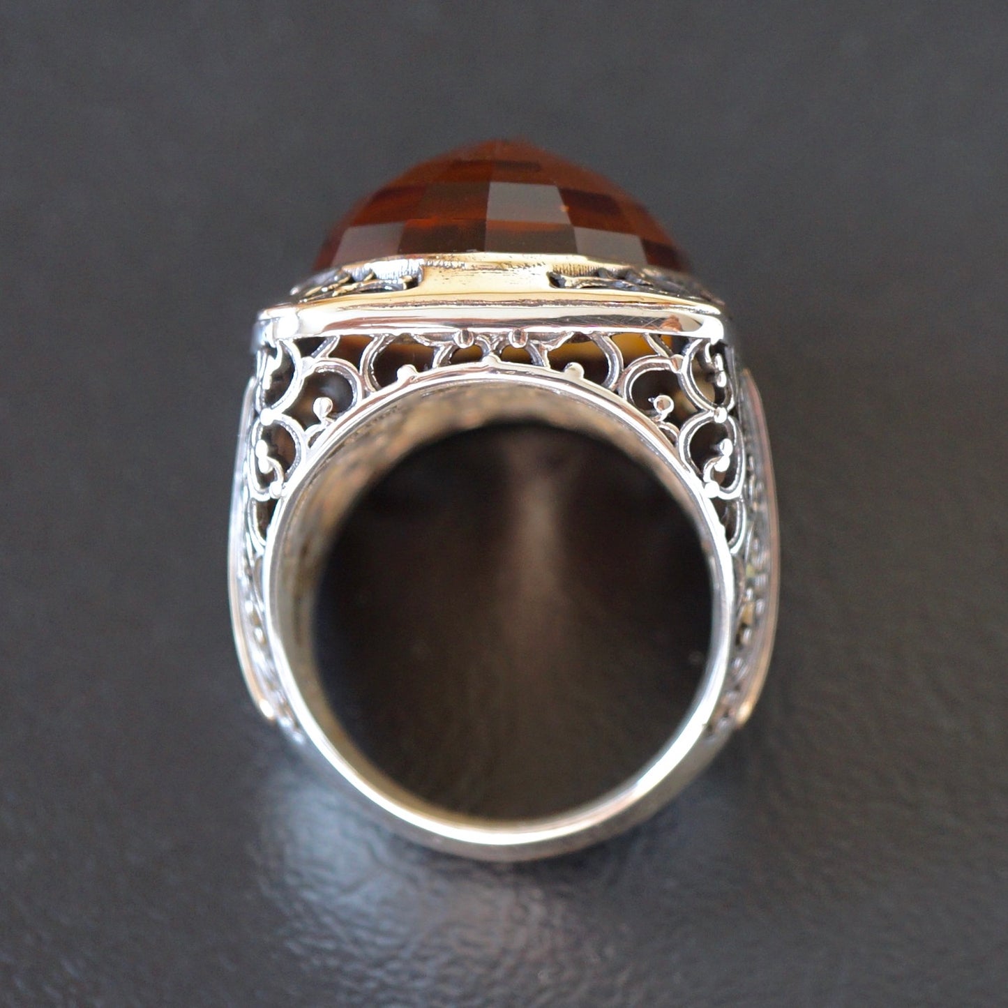 Silver Mens Ring big Citrine Sterling 925 Bold Chunky Artisan Designer Turkish Handmade Jewelry