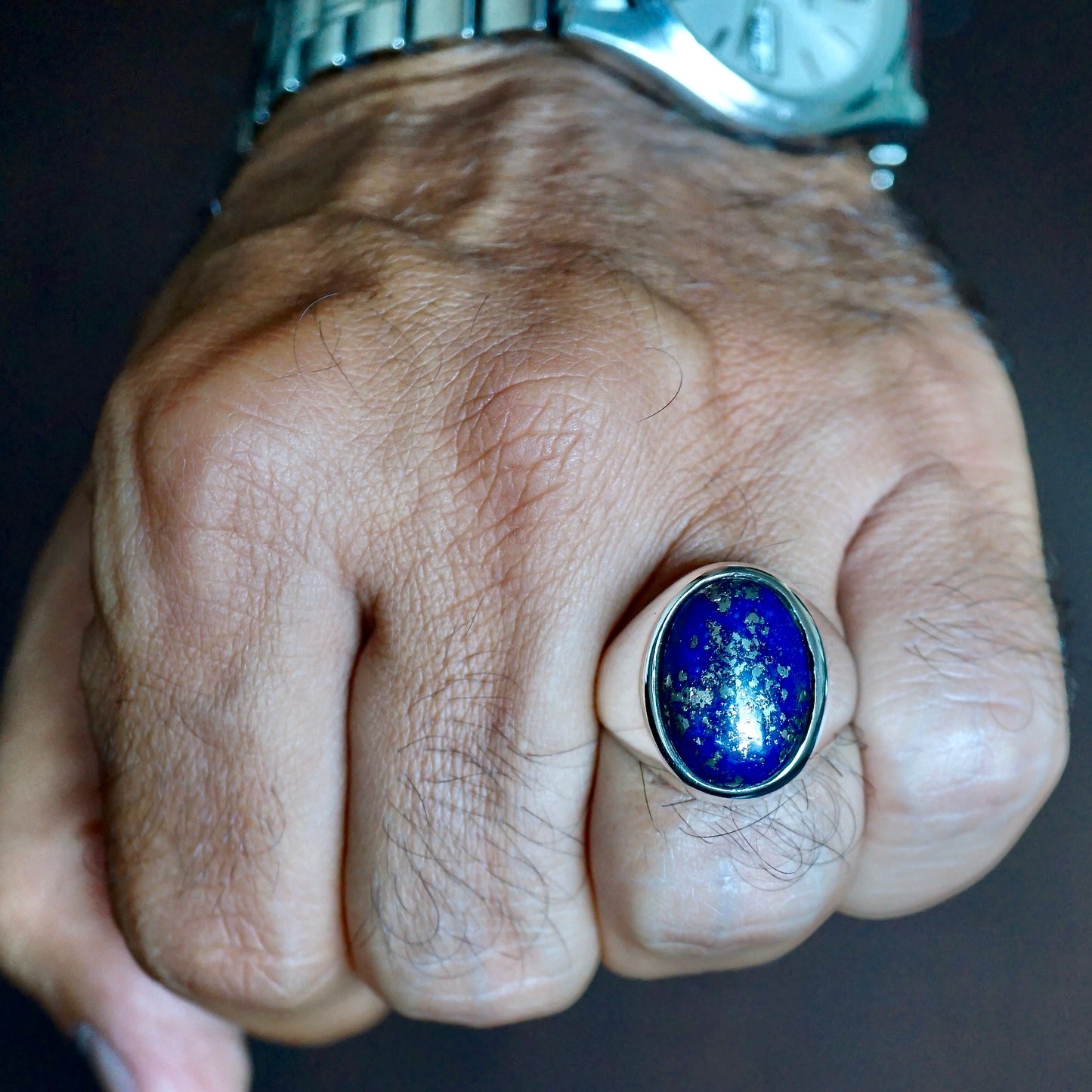 Silver Mens Signet Ring Lapis stone 925 Sterling natural Gemstone Handcrafted Artisan Jewelry