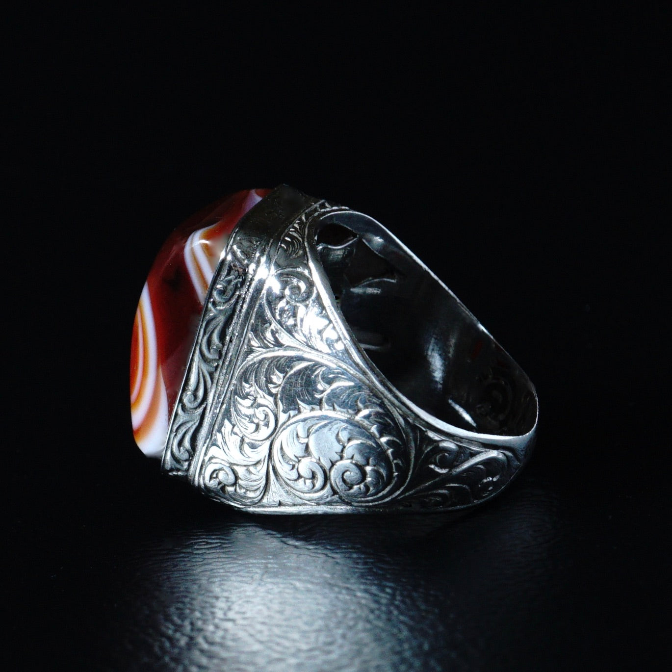 Unique Ring Handmade Mens Jewelry Solid 925 Sterling Silver Eye Agate Natural Gemstone Sulemani Aqeeq Artisan engraved