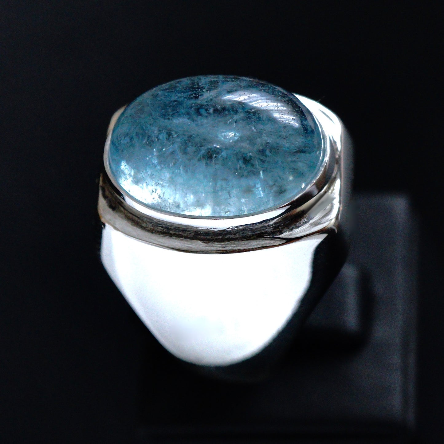 Silver Mens Ring Aquamarine REAL natural gemstone solid 925 Sterling Unique Elegant Artisan Jewelry