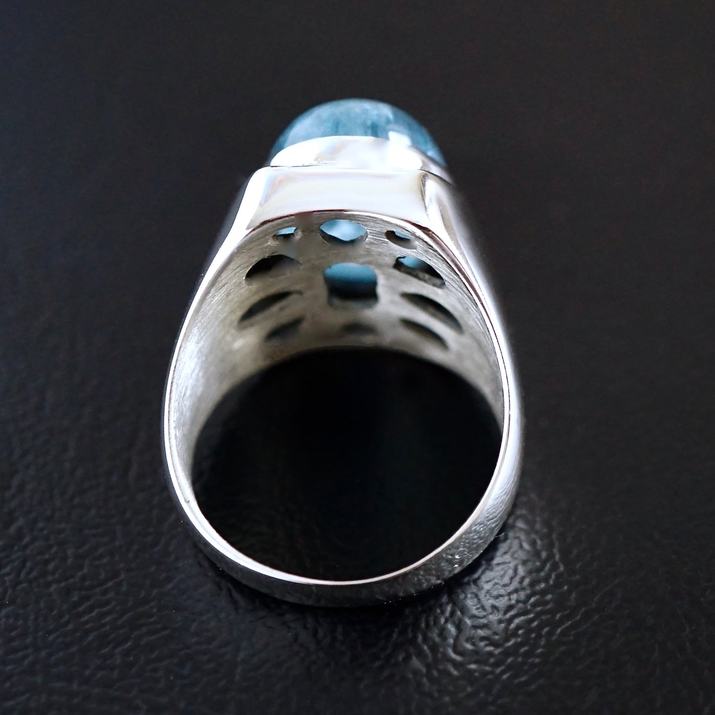 Silver Mens Ring Aquamarine REAL natural gemstone solid 925 Sterling Unique Elegant Artisan Jewelry