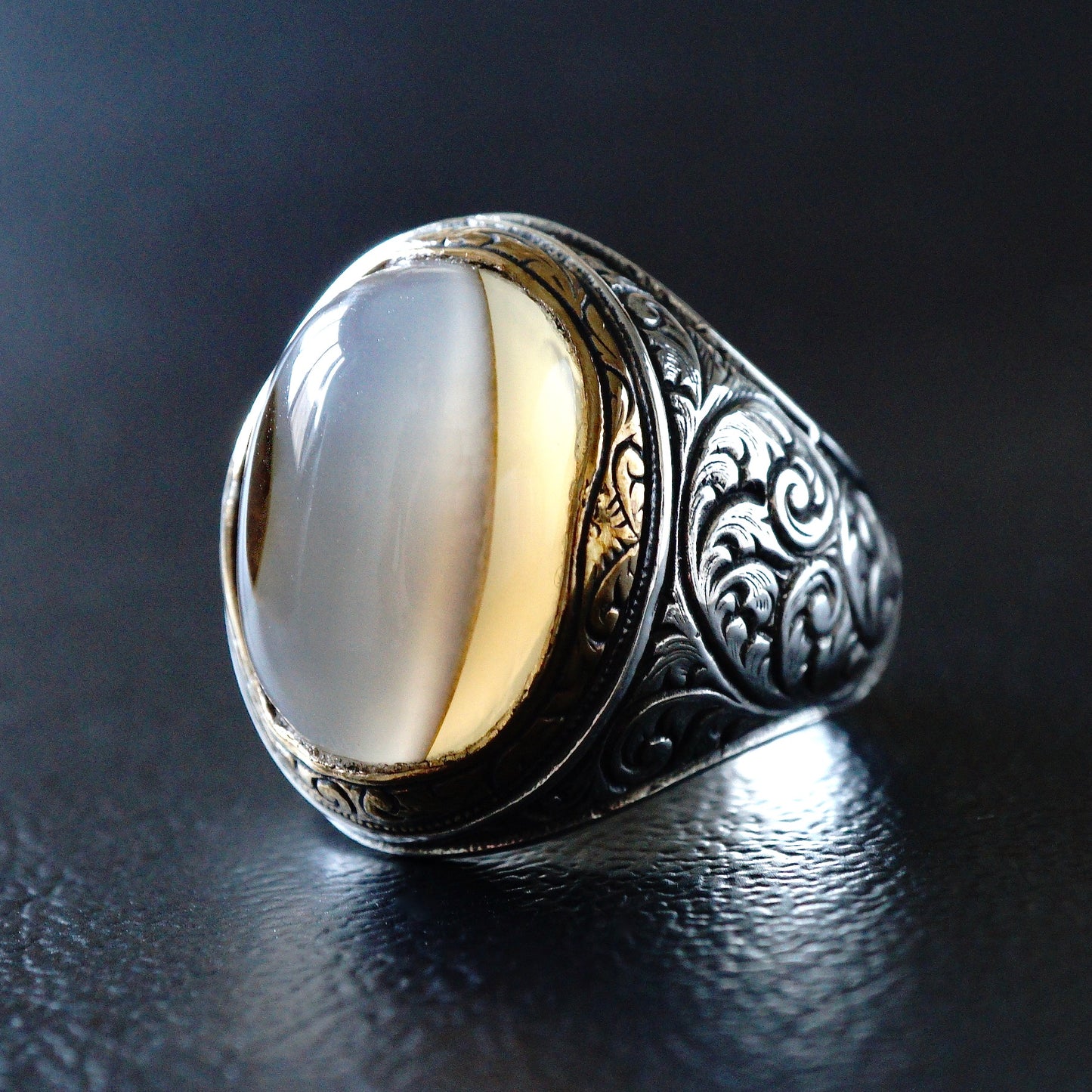 Silver Eye Agate Ring Handmade Unique Mens Jewelry Solid 925 Sterling  Natural Gemstone Sulemani Aqeeq Artisan engraved