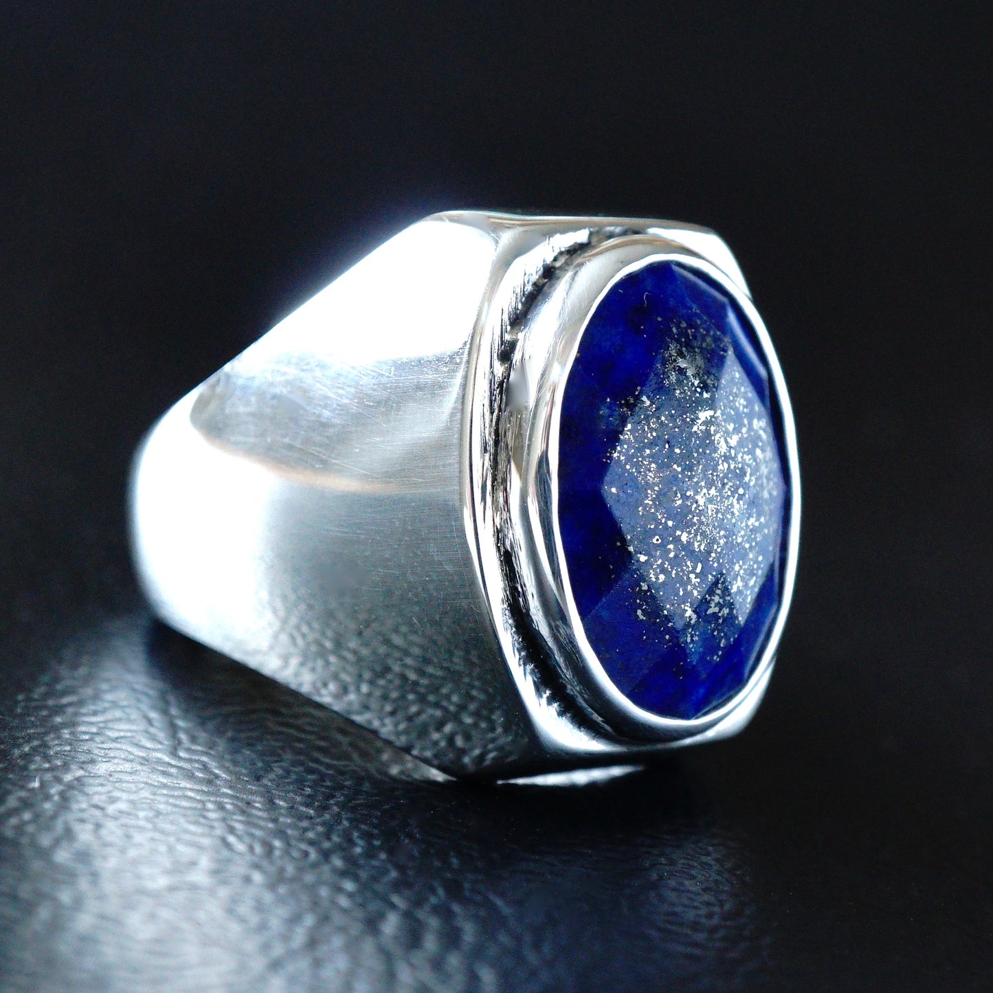 Silver Mens Signet Ring Lapis Lazuli natural stone solid 925 Sterling Handcrafted Artisan Jewelry