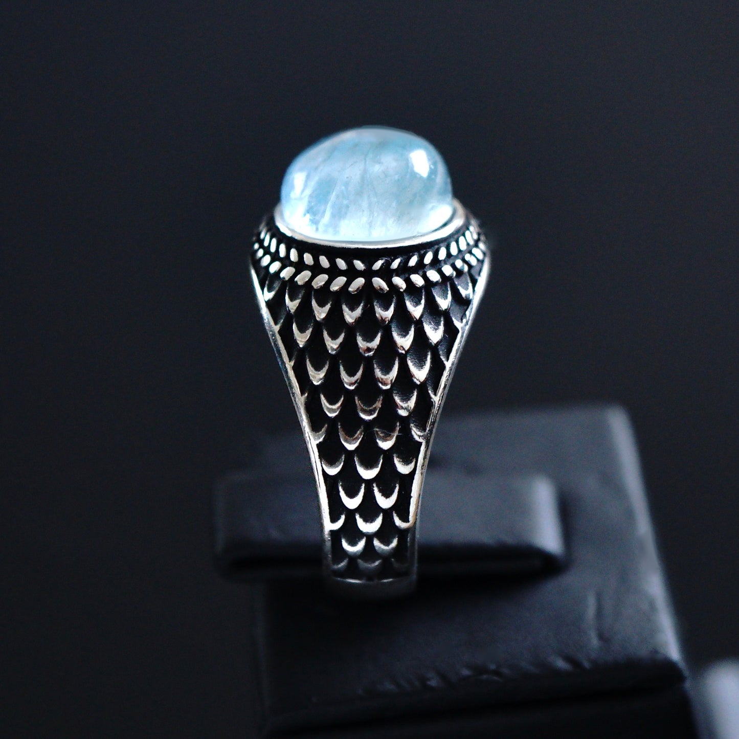 Silver Mens Ring Aquamarine 5ct natural gemstone 925 Sterling Unique Artisan Designer Jewelry