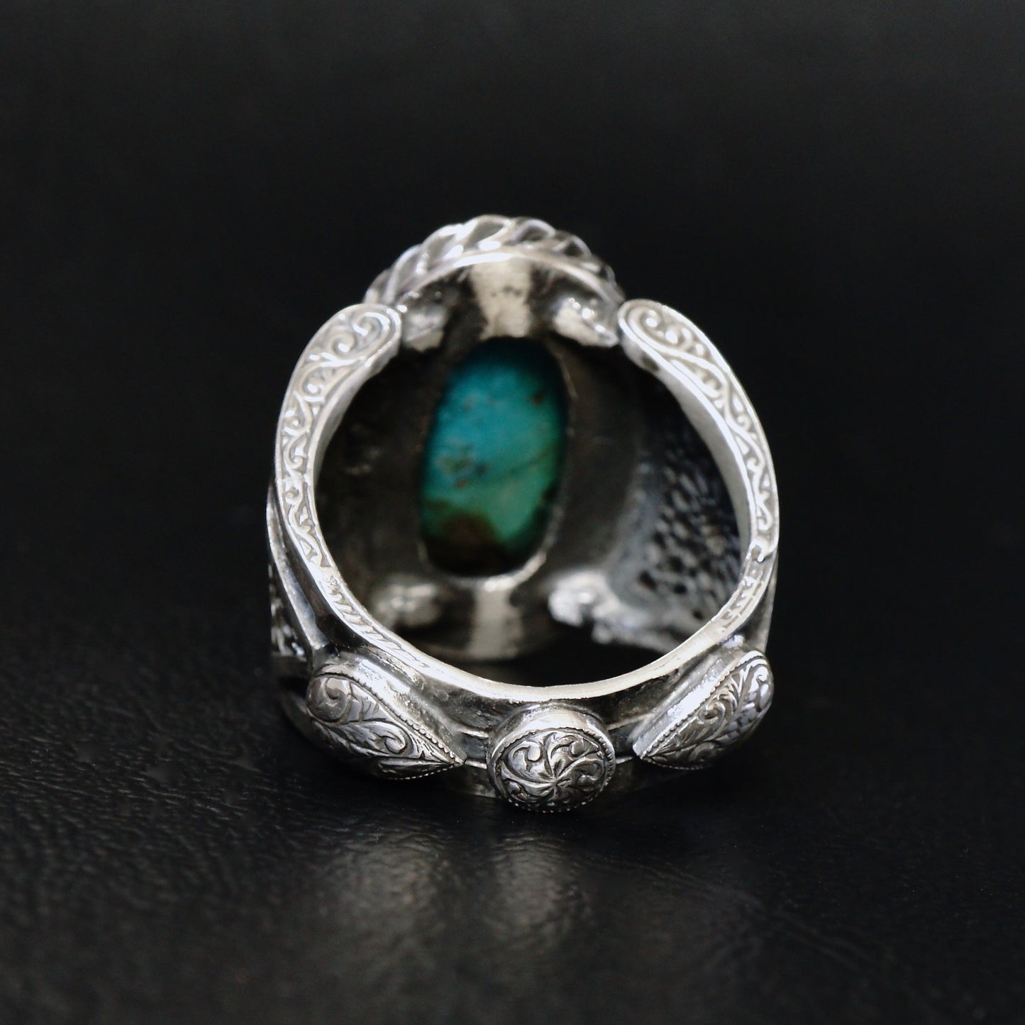 Mens Turquoise Ring Handmade Sterling Silver Selected Natural Stone Unique Artisan Jewelry