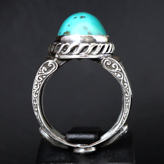 Mens Turquoise Ring Handmade Sterling Silver Selected Natural Stone Unique Artisan Jewelry