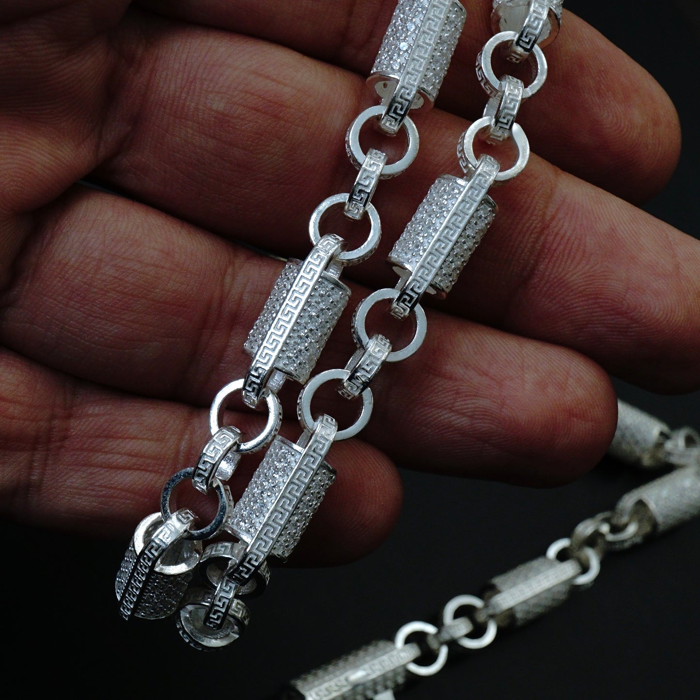 Silver Mens Necklace Iced Out Designer Chain Solid 925 Sterling Silver Exclusive Jewelry for him