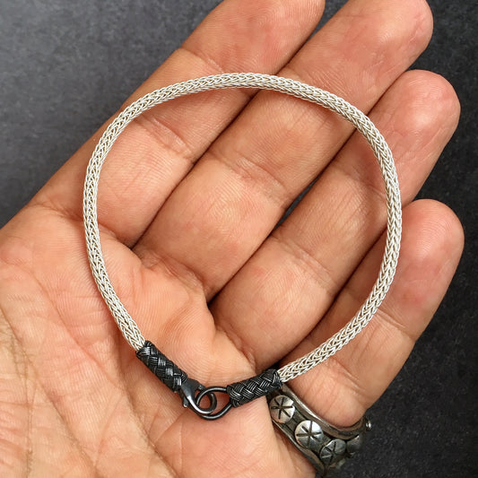 Bracelet 999k Fine Silver hand-knitted Kazaz Chain Rare Anatolian Handmade Jewelry