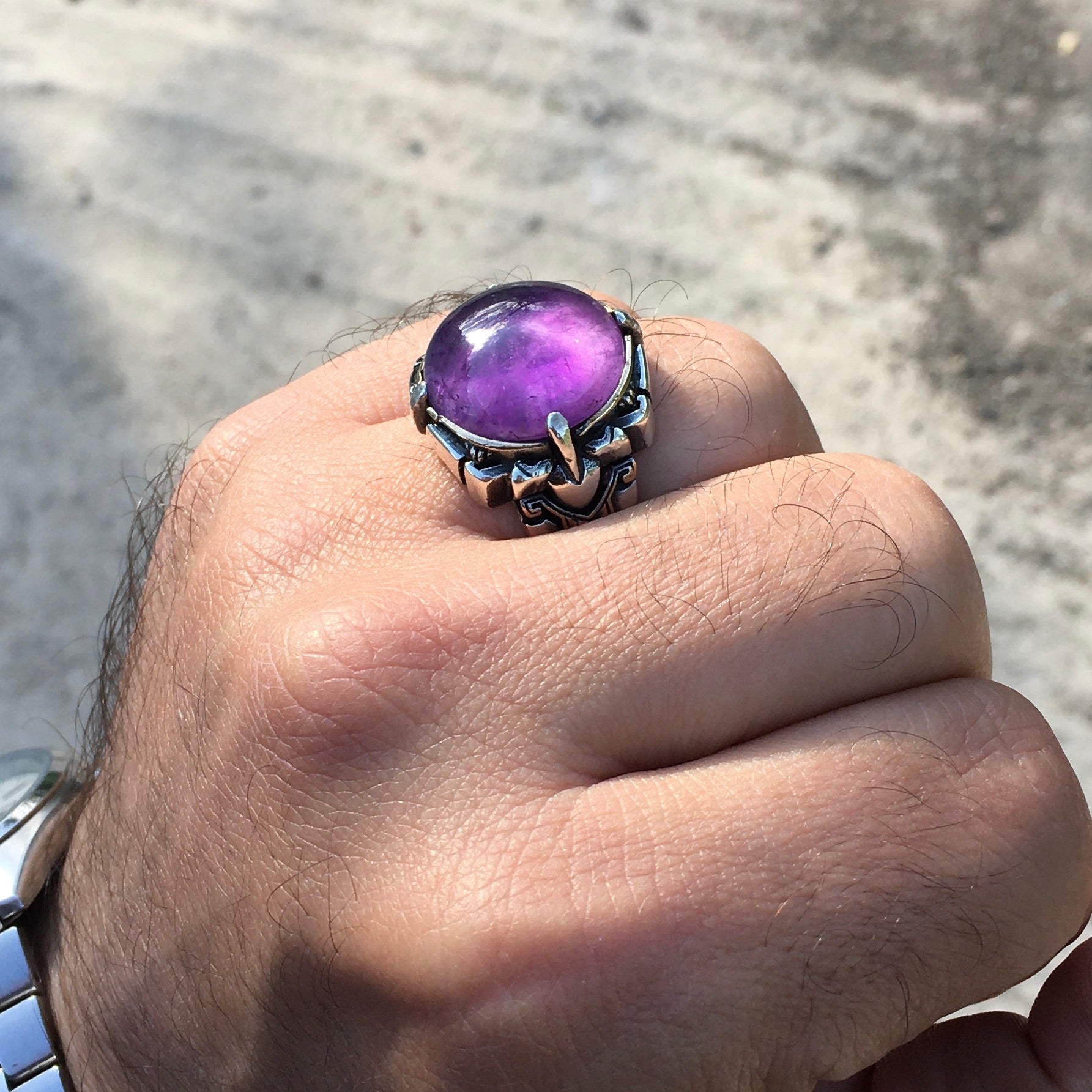 Synthetic Colour Change Purple Sapphire in Filigree Gold Ring, 10ct ye –  Vintage Jewellery Hoarders