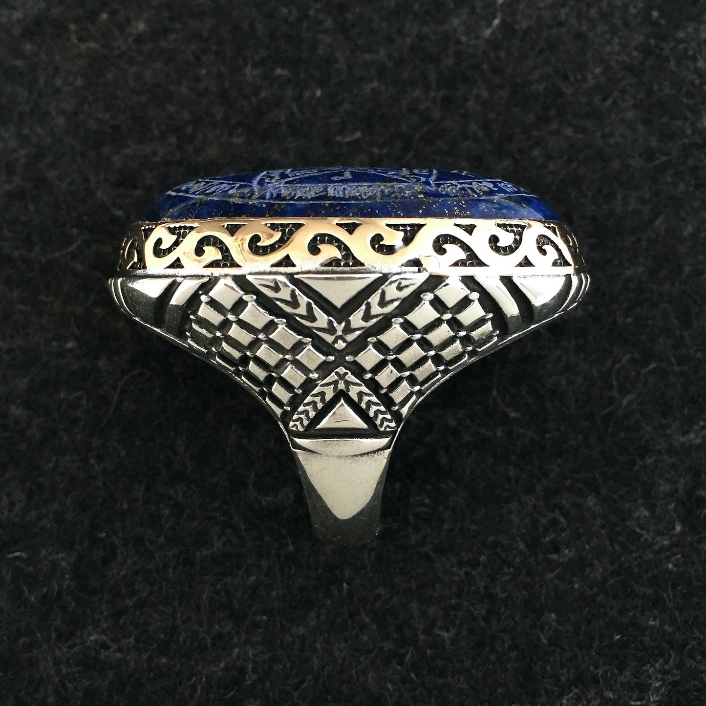 Sterling Silber Seal of Solomon Ring Handgefertigter Lapislazuli Einzigartiger Talisman