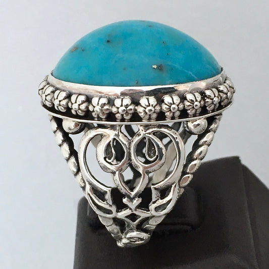 Silver Ring natural Turquoise Firoza gemstone Unique Handmade Men's Jewelry Sterling 925