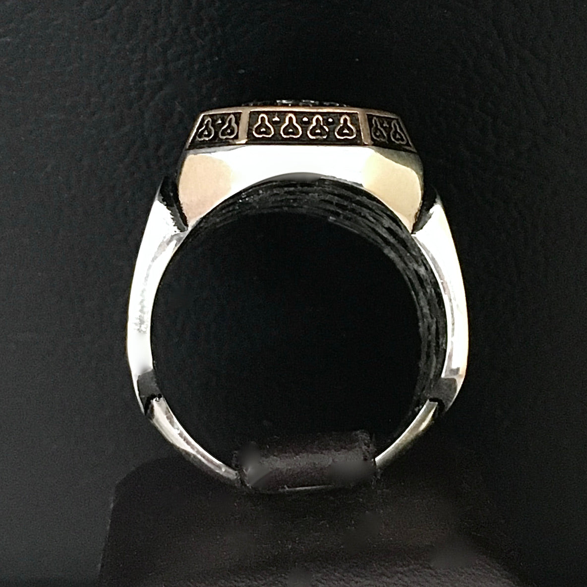 Sterling Silver Men's Turkish Signet Ring Crescent Star Double Headed Eagle