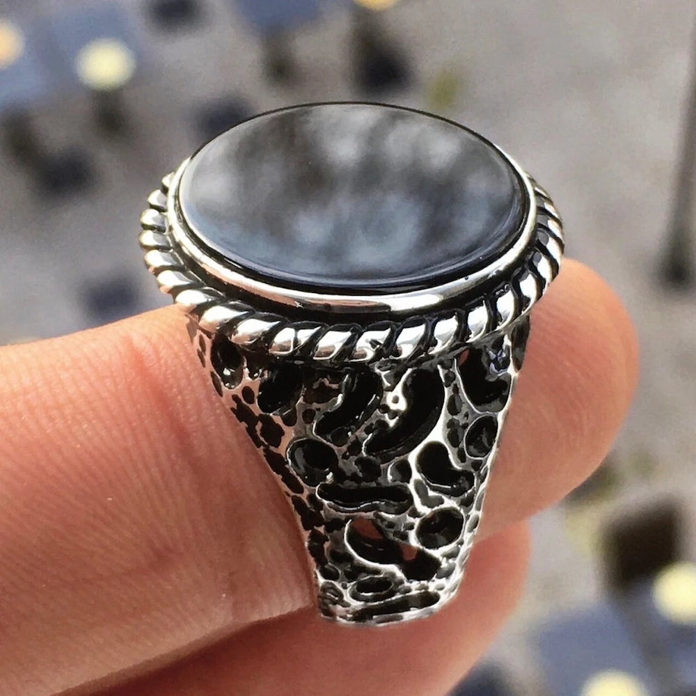 Silver Mens Ring Onyx solid 925 Sterling Turkish Artisan Jewelry Handmade